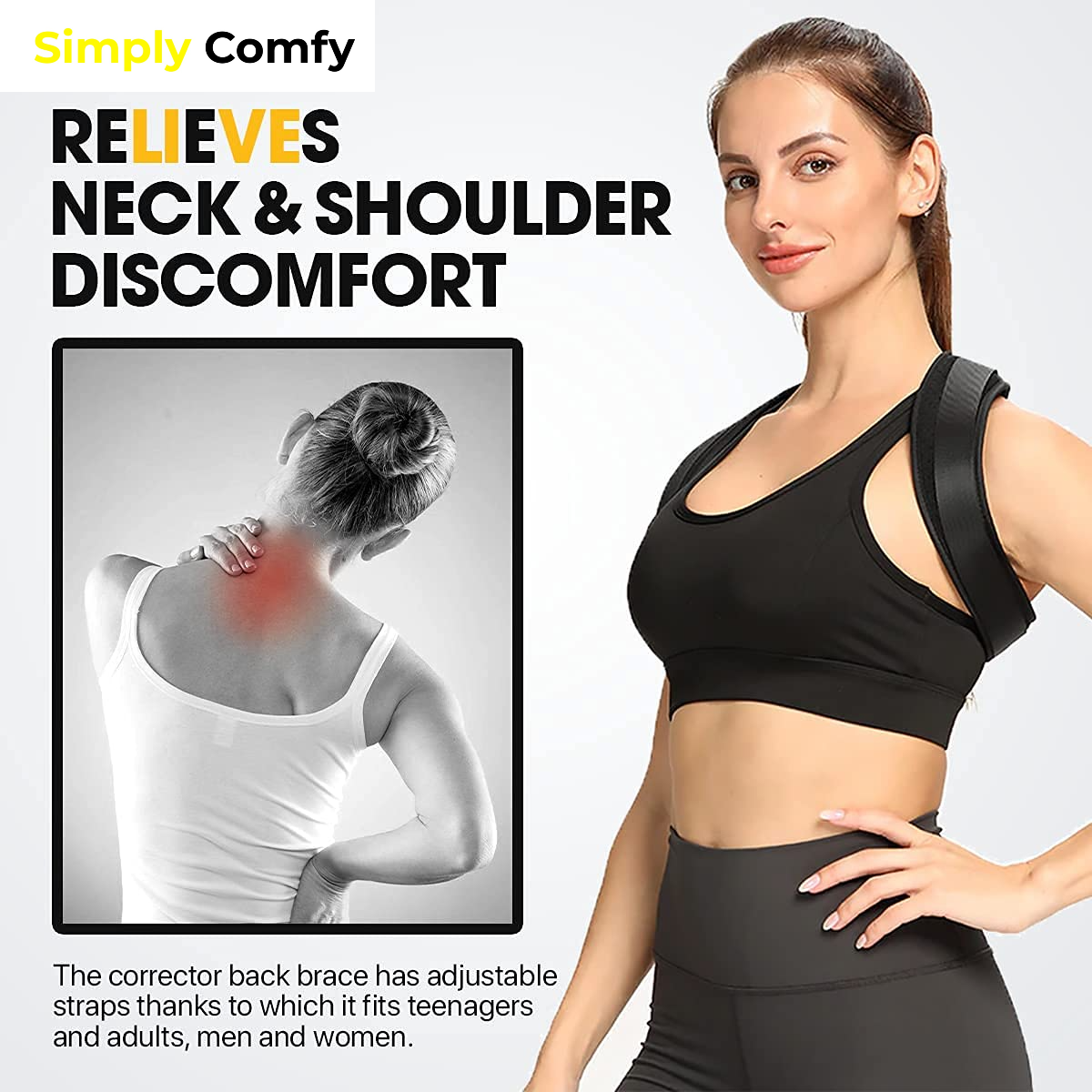 Posture Corrector For Men & Women Upper Back Support Brace / Belt_2