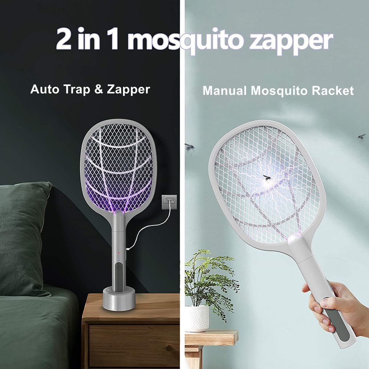 Rechargeable Mosquito Zapper Racket Fly Swatter_1